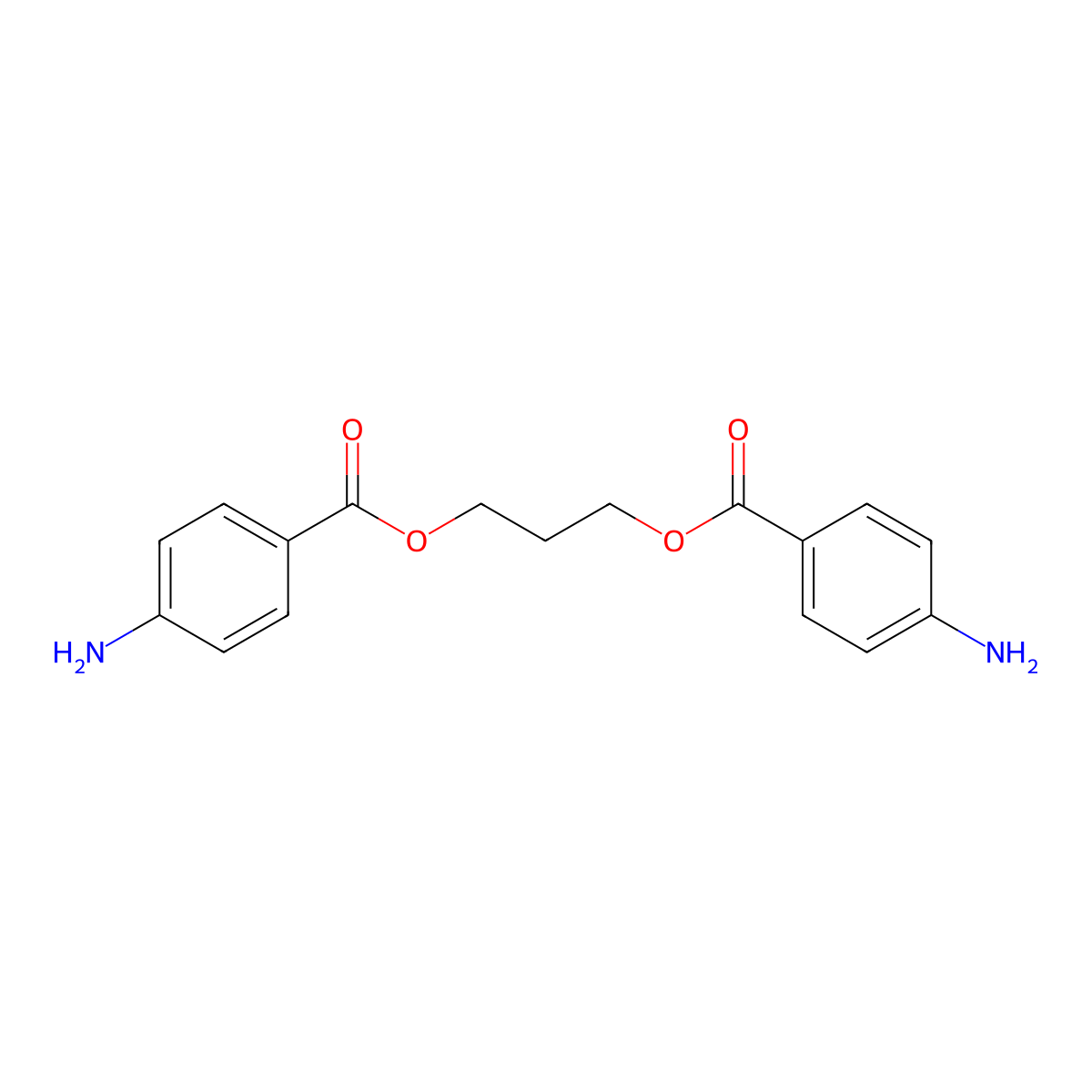 Trimethylene glycol di-p-aminobenzoate molecular structure, CAS 57609-64-0
