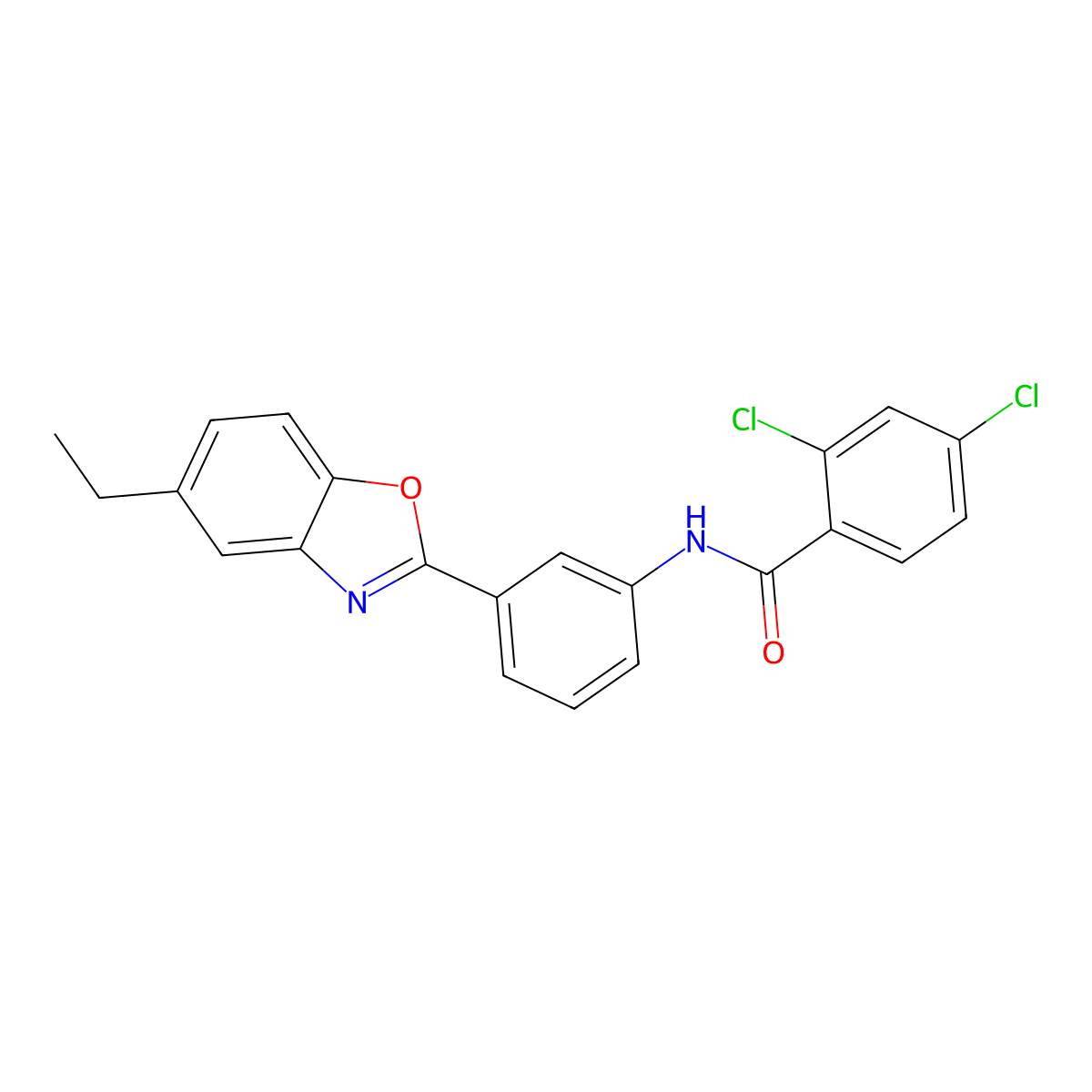 2,4-dichloro-N-[3-(5-ethyl-1,3-benzoxazol-2-yl)phenyl]benzamide molecular structure, CAS 5761-67-1