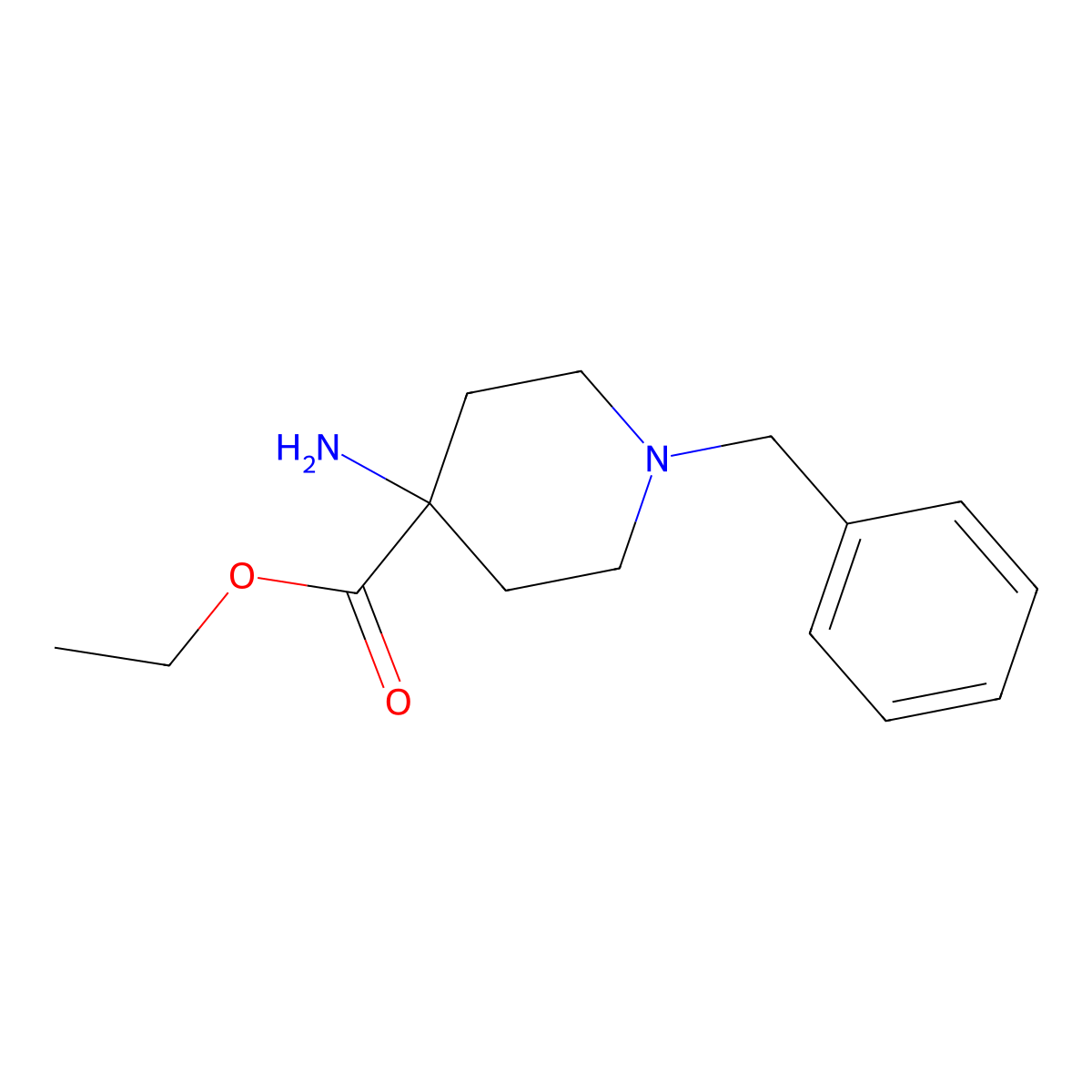 Ethyl 4-amino-1-benzylpiperidine-4-carboxylate molecular structure, CAS 57611-55-9