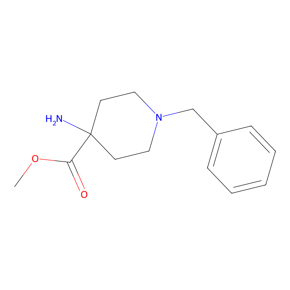 Methyl 4-amino-1-benzylpiperidine-4-carboxylate molecular structure, CAS 57611-57-1