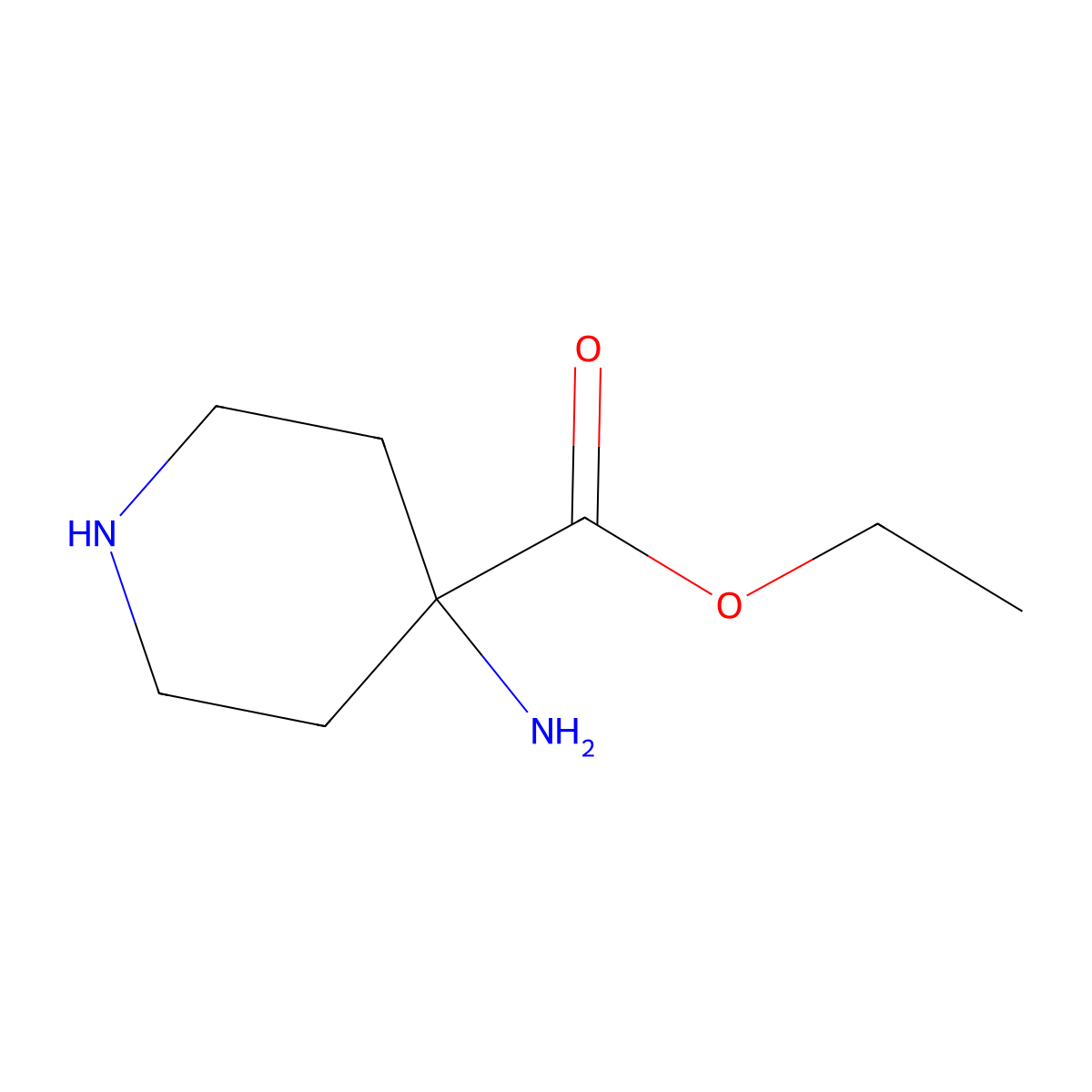 Ethyl 4-aminopiperidine-4-carboxylate molecular structure, CAS 57611-99-1