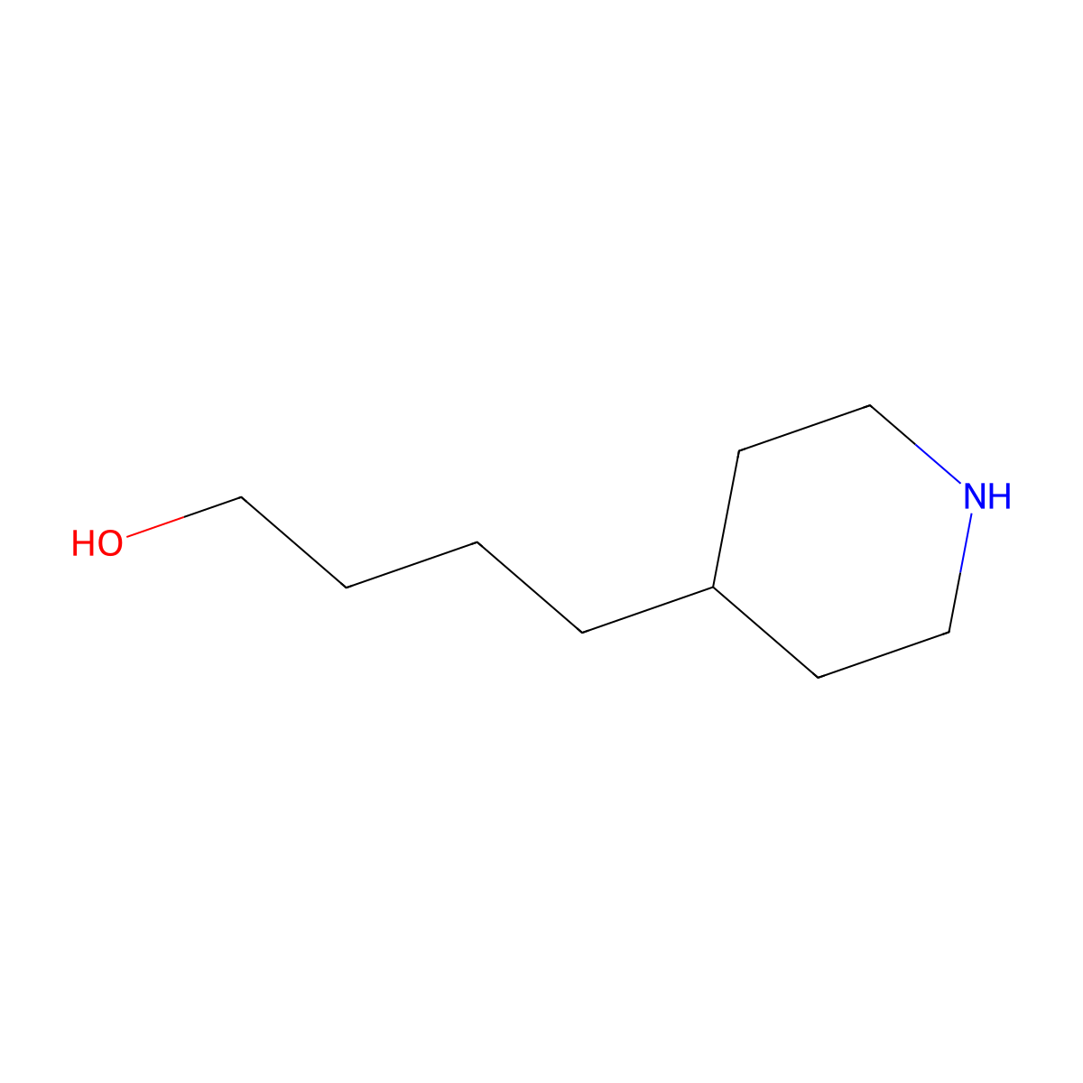 4-(4-Piperidyl)-1-butanol molecular structure, CAS 57614-92-3