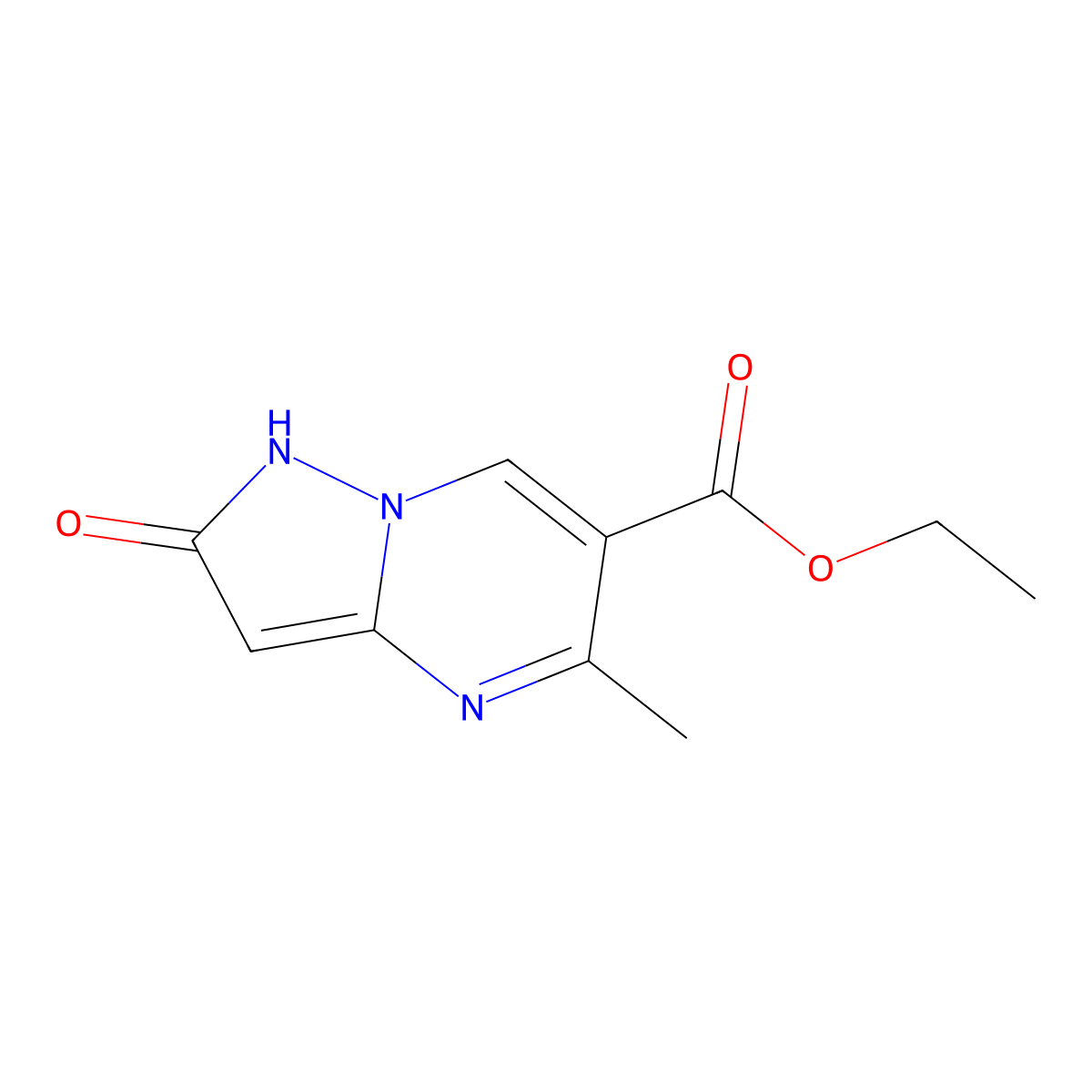 Ethyl 2-hydroxy-5-methylpyrazolo(1,5-a)pyrimidine-6-carboxylate molecular structure, CAS 57615-05-1