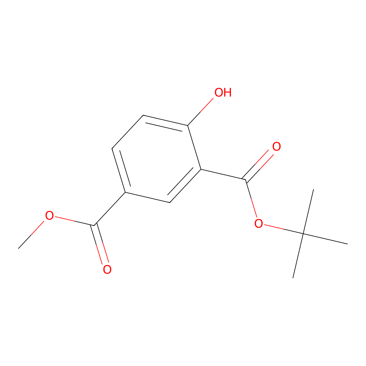 3-Tert-butyl 1-methyl 4-hydroxybenzene-1,3-dicarboxylate molecular structure, CAS 576170-38-2