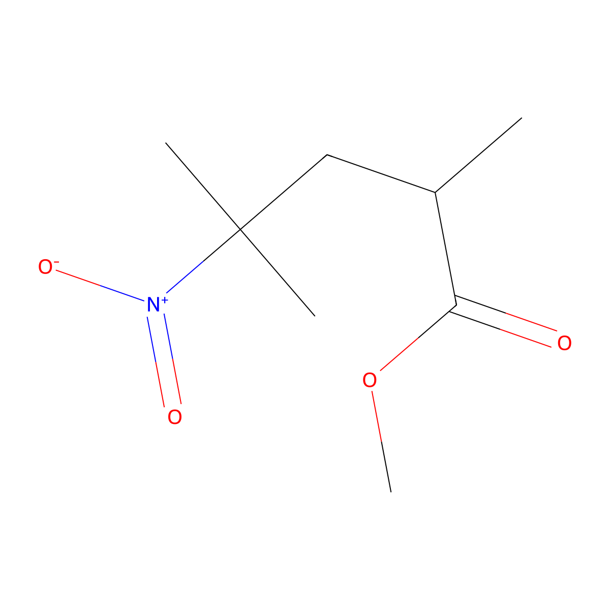 Methyl 2,4-dimethyl-4-nitropentanoate molecular structure, CAS 5762-40-3