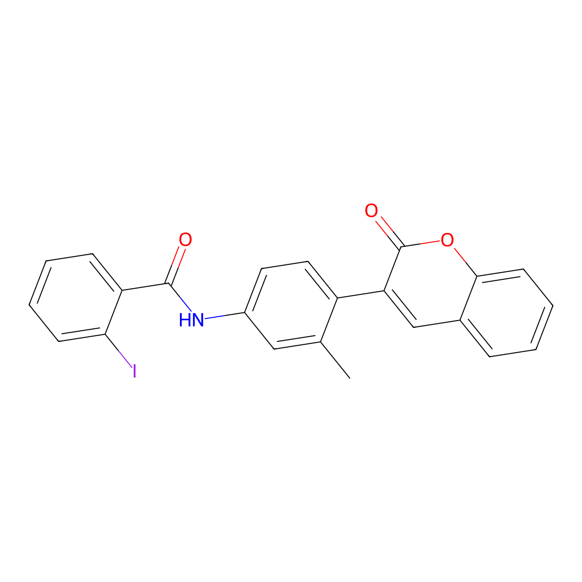 2-iodo-N-[3-methyl-4-(2-oxo-2H-chromen-3-yl)phenyl]benzamide molecular structure, CAS 5762-70-9