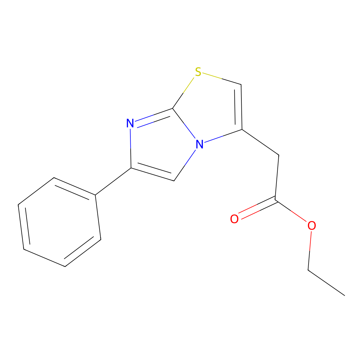 Ethyl (6-phenylimidazo[2,1-b][1,3]thiazol-3-yl)acetate molecular structure, CAS 57626-46-7