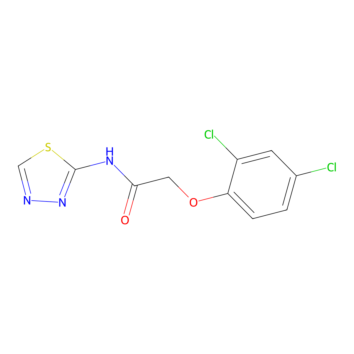 2-(2,4-dichlorophenoxy)-N-(1,3,4-thiadiazol-2-yl)acetamide molecular structure, CAS 57628-13-4