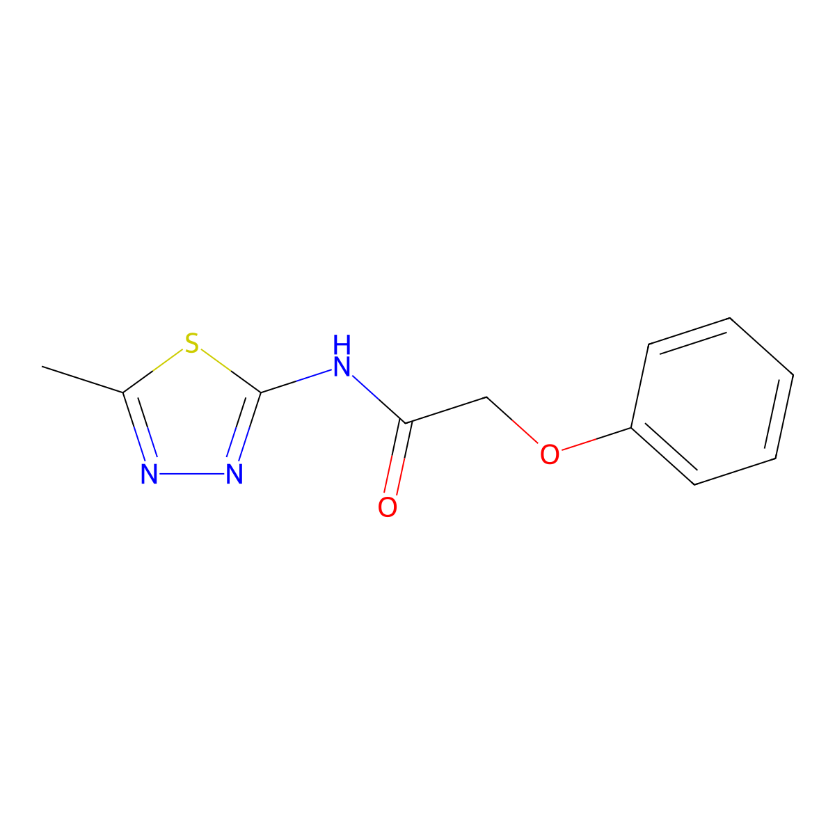 N-(5-methyl-1,3,4-thiadiazol-2-yl)-2-phenoxyacetamide molecular structure, CAS 57628-17-8