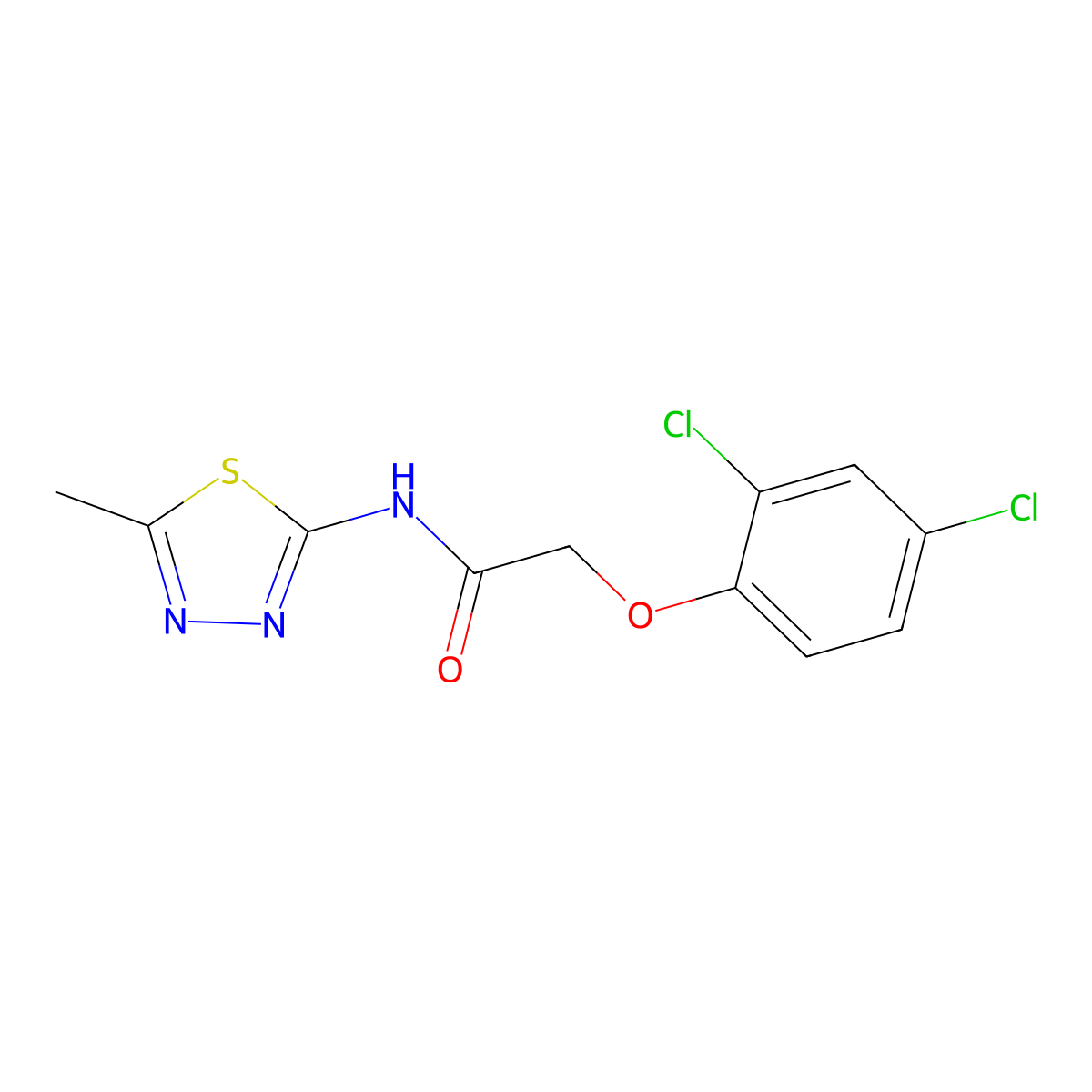 2-(2,4-dichlorophenoxy)-N-(5-methyl-1,3,4-thiadiazol-2-yl)acetamide molecular structure, CAS 57628-19-0