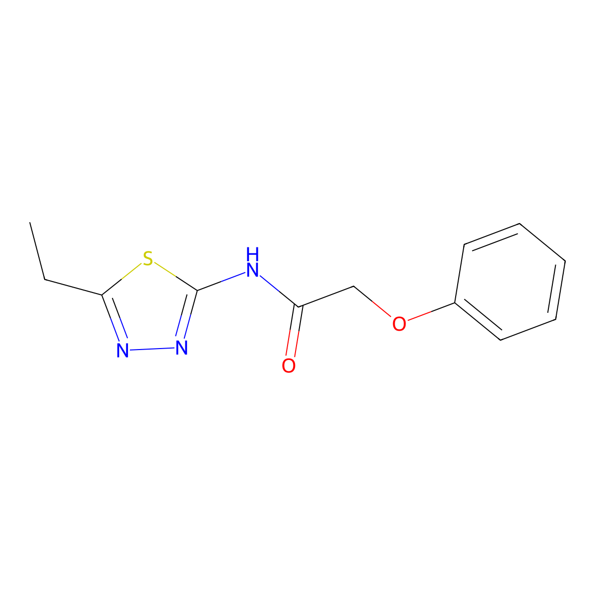 N-(5-ethyl-1,3,4-thiadiazol-2-yl)-2-phenoxyacetamide molecular structure, CAS 57628-23-6