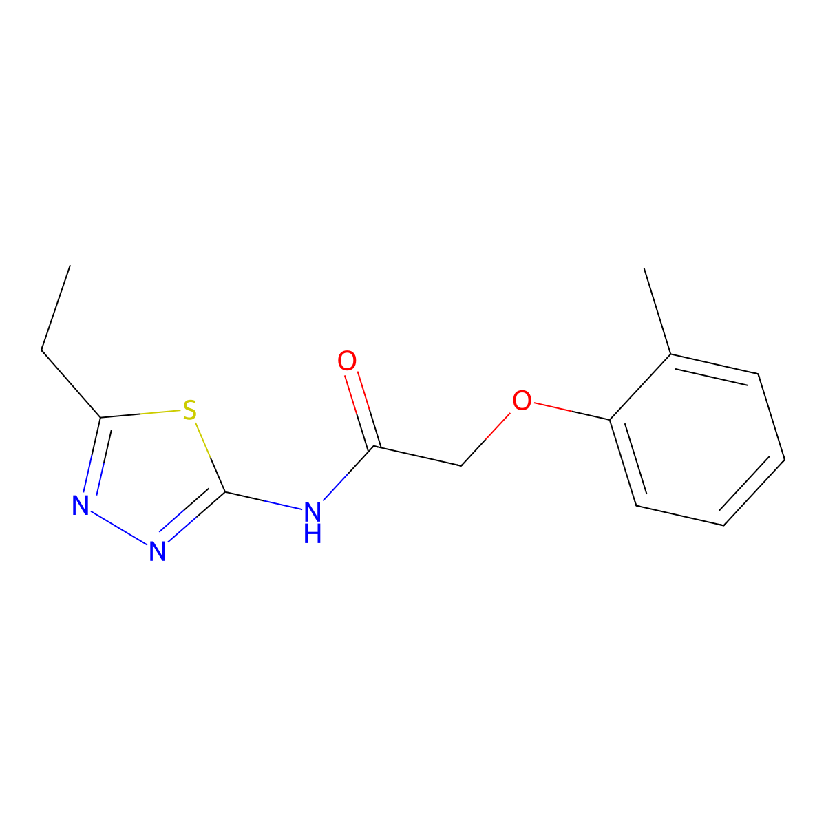 N-(5-ethyl-1,3,4-thiadiazol-2-yl)-2-(2-methylphenoxy)acetamide molecular structure, CAS 57628-26-9