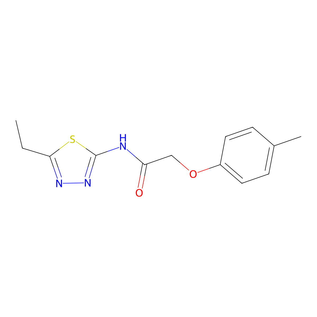 N-(5-ethyl-1,3,4-thiadiazol-2-yl)-2-(4-methylphenoxy)acetamide molecular structure, CAS 57628-28-1