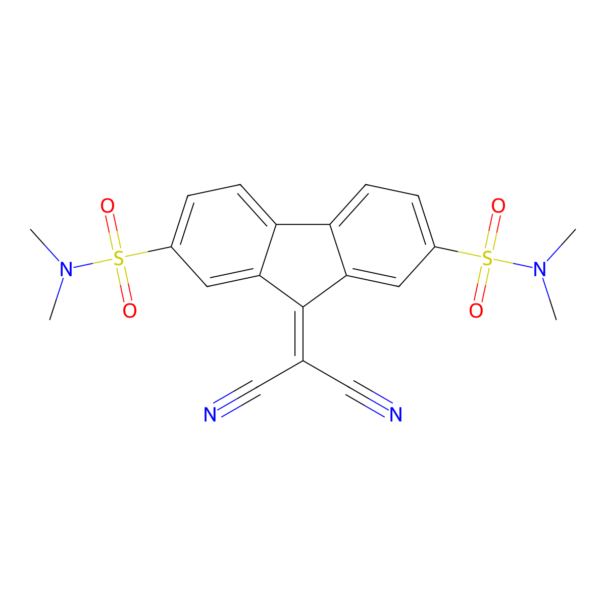 9-(dicyanomethylidene)-2-N,2-N,7-N,7-N-tetramethylfluorene-2,7-disulfonamide molecular structure, CAS 5763-05-3