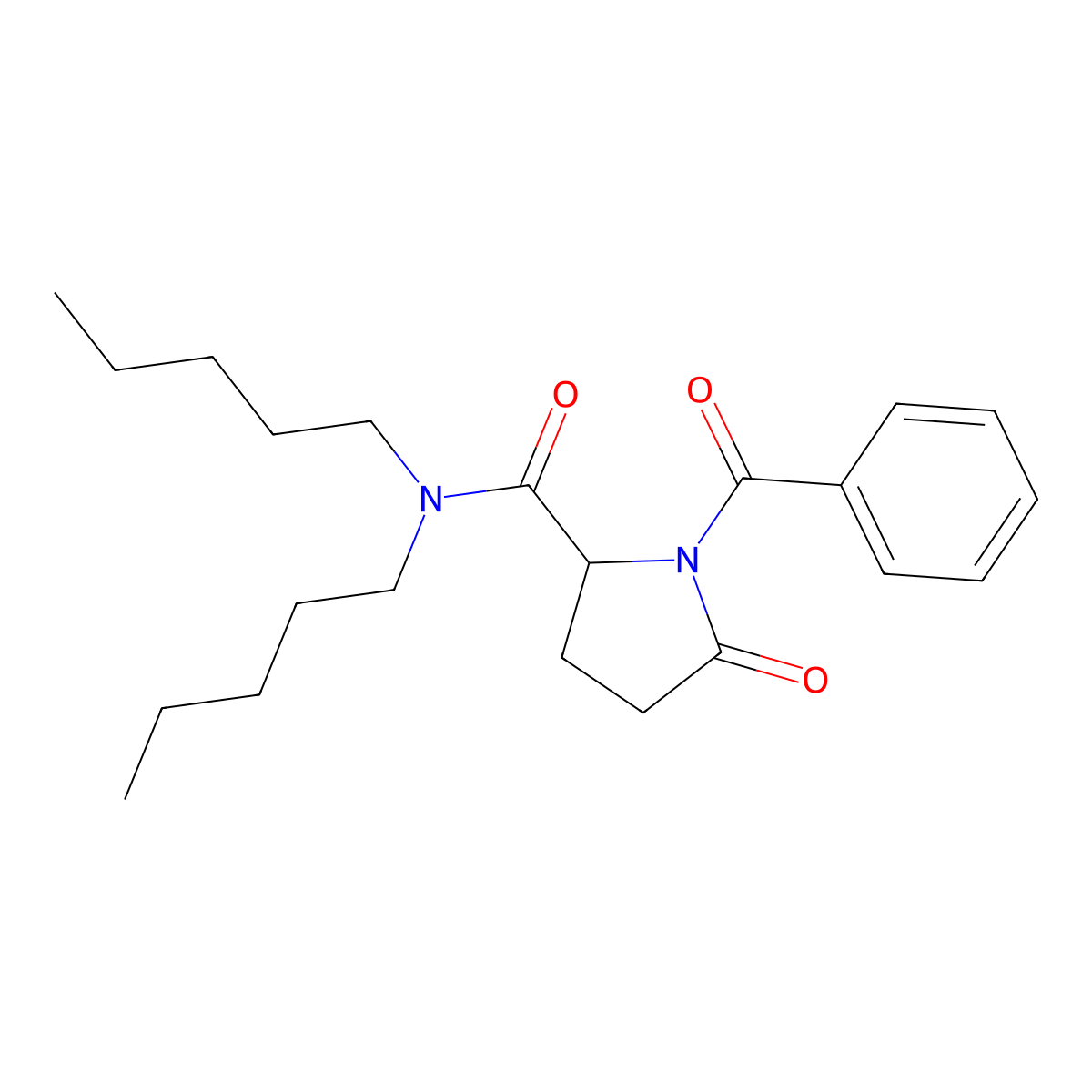 1-Benzoyl-5-oxo-n,n-dipentylprolinamide molecular structure, CAS 57632-70-9