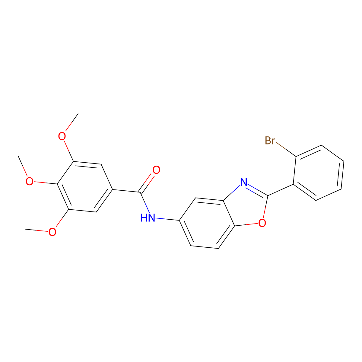 N-[2-(2-bromophenyl)-1,3-benzoxazol-5-yl]-3,4,5-trimethoxybenzamide molecular structure, CAS 5764-25-0
