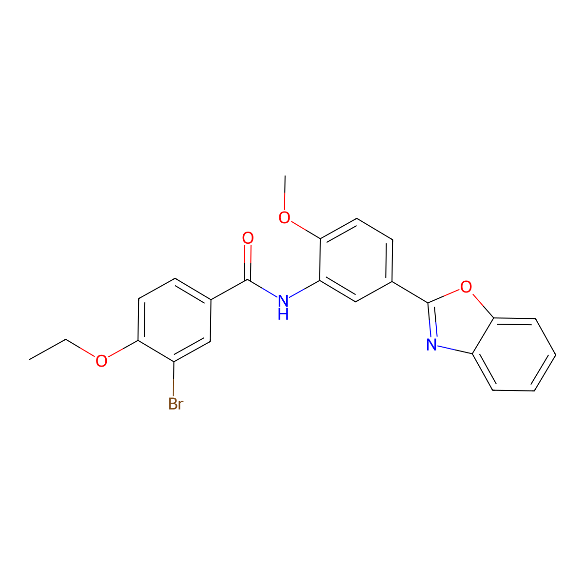 N-[5-(1,3-benzoxazol-2-yl)-2-methoxyphenyl]-3-bromo-4-ethoxybenzamide molecular structure, CAS 5764-27-2