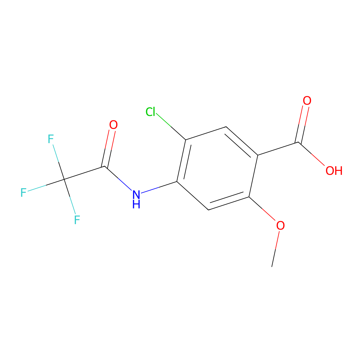 5-Chloro-2-methoxy-4-(trifluoroacetamido)benzoic acid molecular structure, CAS 57645-24-6