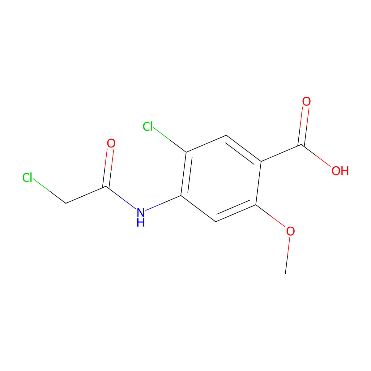 5-Chloro-4-(2-chloroacetamido)-2-methoxybenzoic acid molecular structure, CAS 57645-26-8