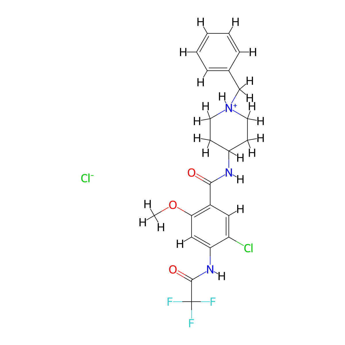 Benzamide, 5-chloro-2-methoxy-N-(1-(phenylmethyl)-4-piperidinyl)-4-((trifluoroacetyl)amino)-,monohydrochloride molecular structure, CAS 57645-29-1