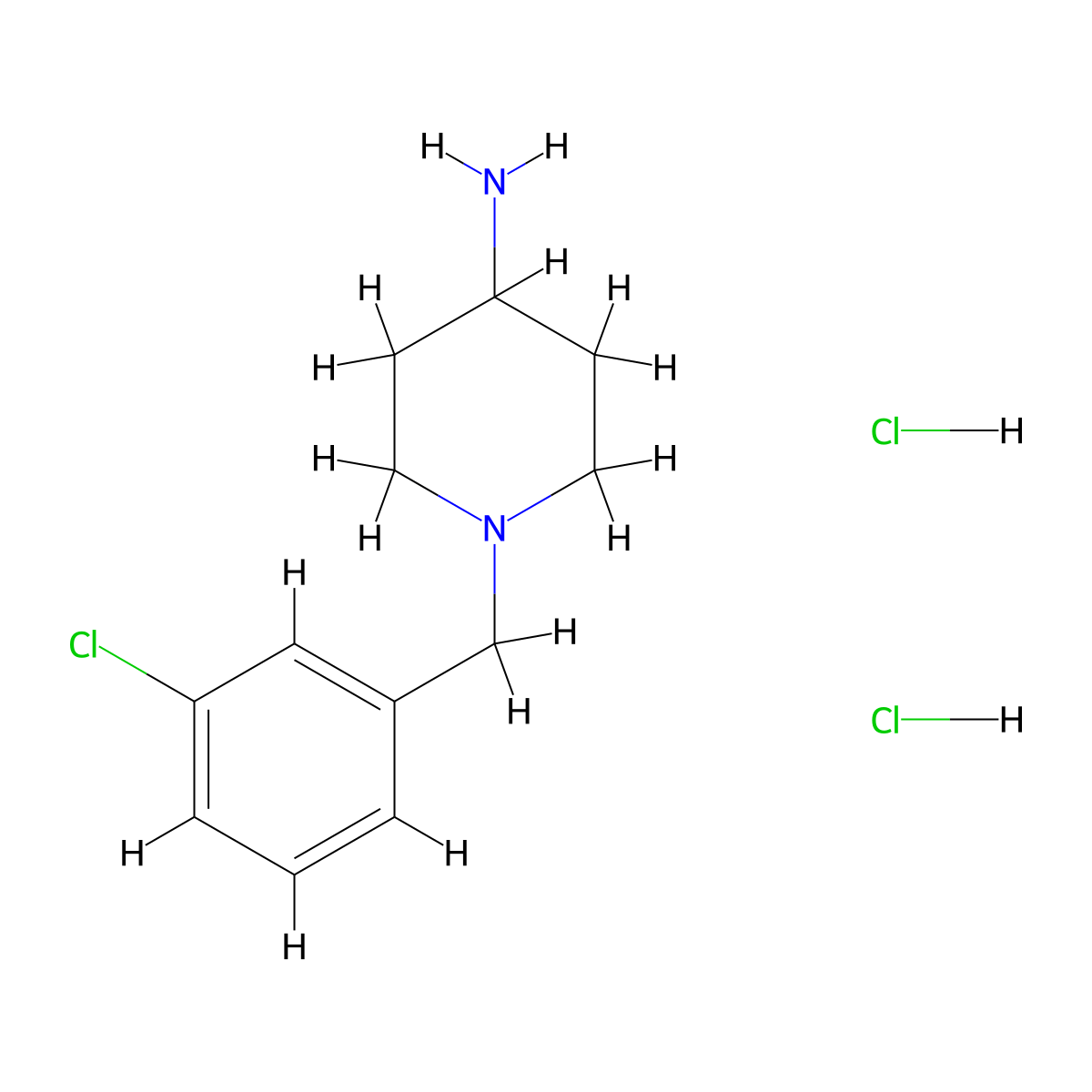 1-[(3-Chlorophenyl)methyl]piperidin-4-amine dihydrochloride molecular structure, CAS 57645-55-3
