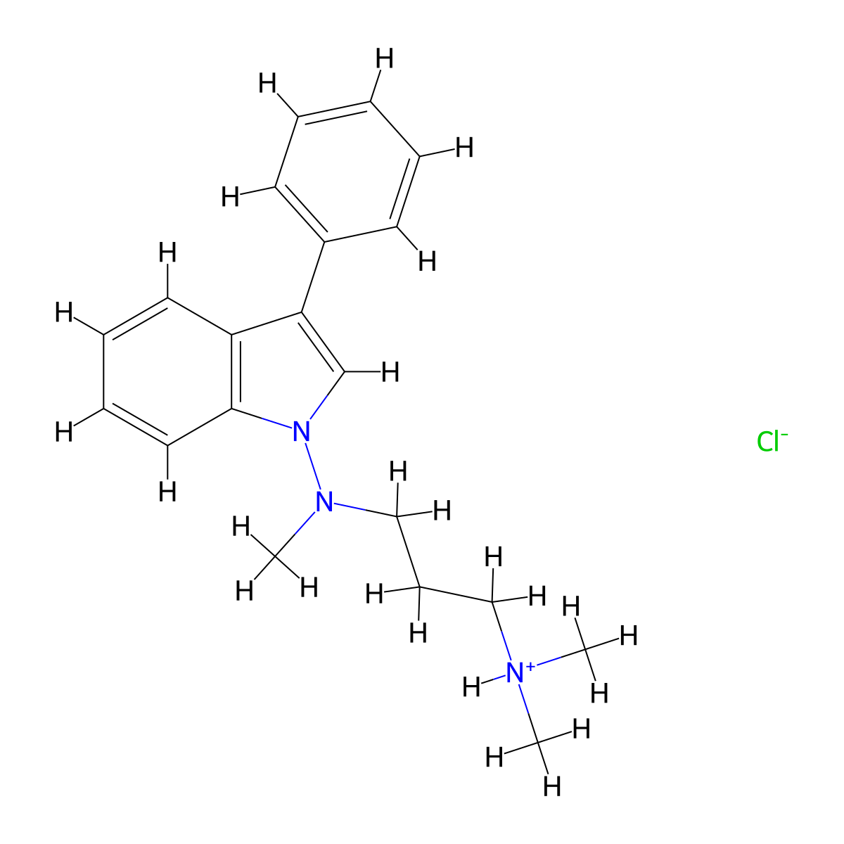 Indole, 1-((3-(dimethylamino)propyl)methylamino)-3-phenyl-, hydrochloride molecular structure, CAS 57647-14-0