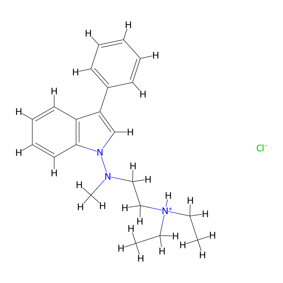 Indole, 1-((2-(diethylamino)ethyl)methylamino)-3-phenyl-, hydrochloride molecular structure, CAS 57647-36-6