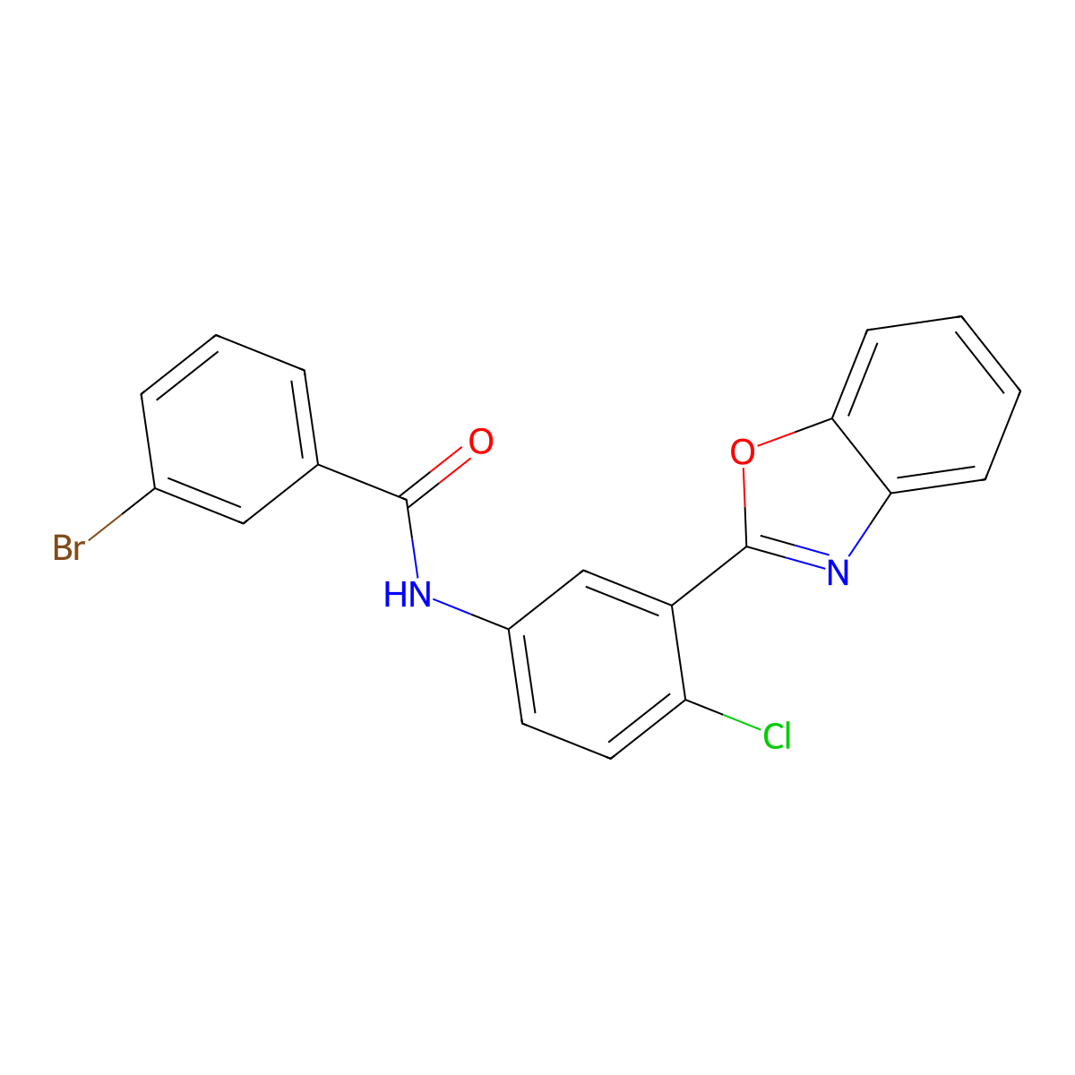 N-[3-(1,3-benzoxazol-2-yl)-4-chlorophenyl]-3-bromobenzamide molecular structure, CAS 5765-58-2