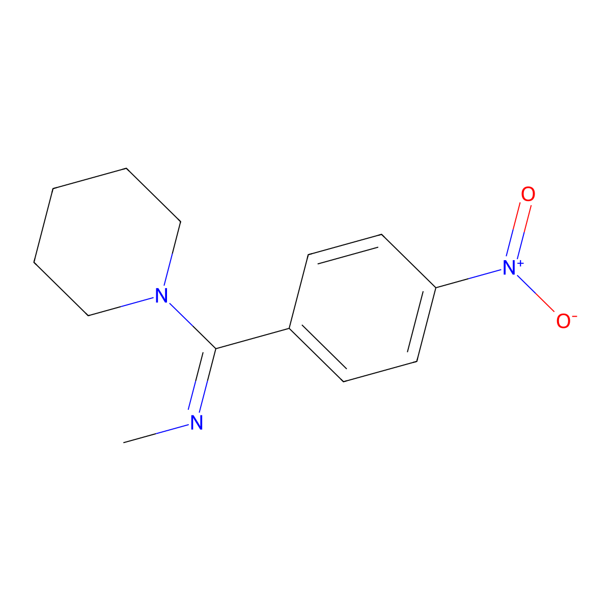 N-[(4-nitrophenyl)(1-piperidinyl)methylene]methanamine molecular structure, CAS 5765-62-8