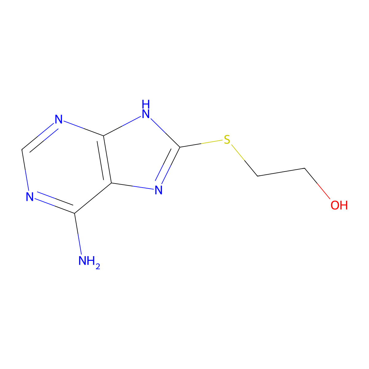 2-(6-Amino-9H-purin-8-ylsulfanyl)-ethanol molecular structure, CAS 57654-58-7