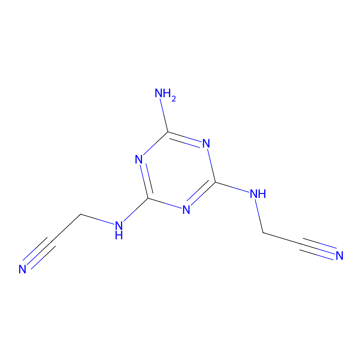 Acetonitrile, 2,2'-((6-amino-1,3,5-triazine-2,4-diyl)diimino)bis- molecular structure, CAS 5766-70-1