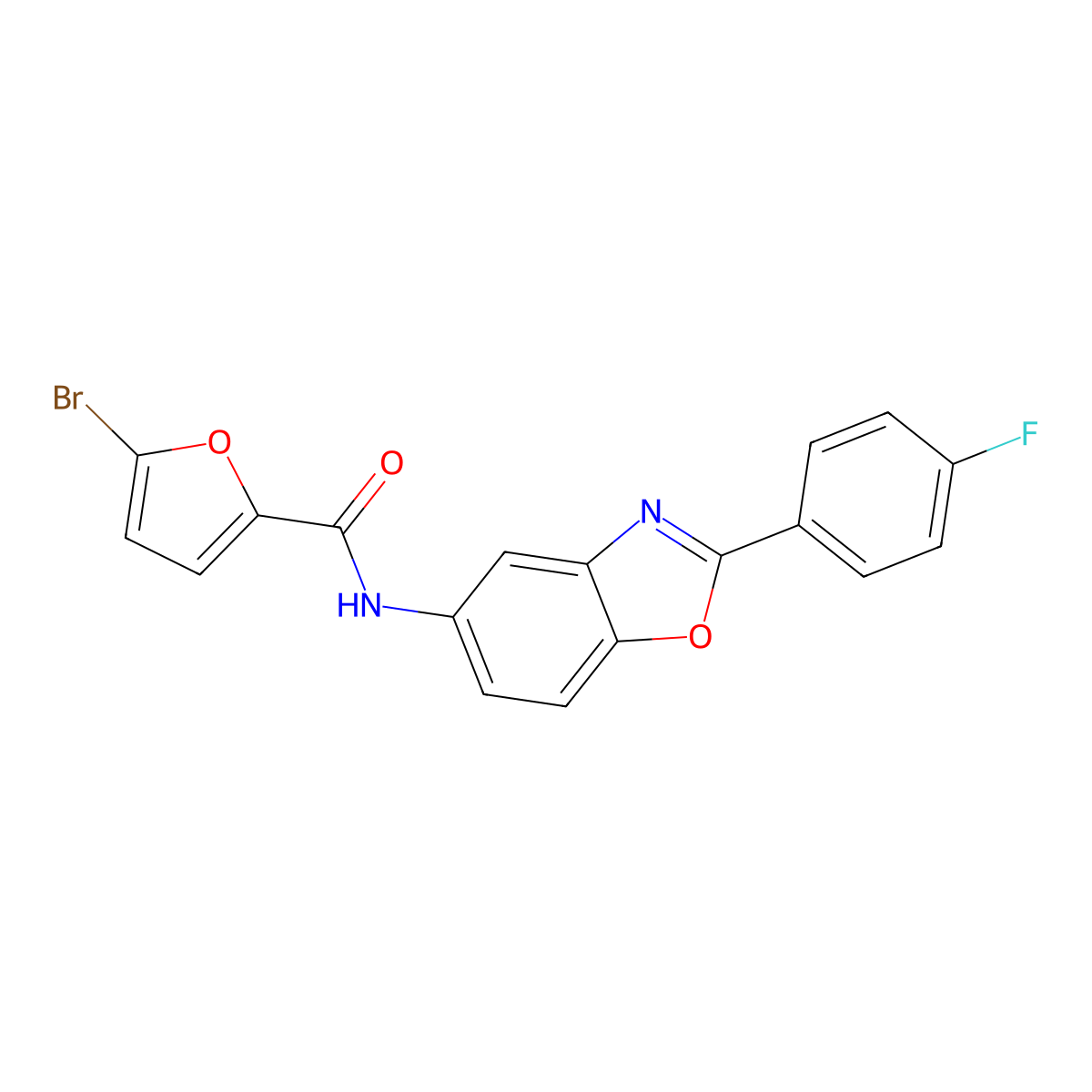 5-bromo-N-[2-(4-fluorophenyl)-1,3-benzoxazol-5-yl]furan-2-carboxamide molecular structure, CAS 5766-93-8