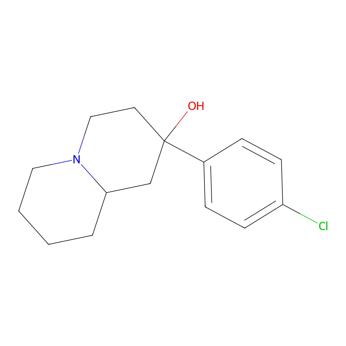 2H-Quinolizin-2-axial-ol, octahydro-2-equatorial-(4-chlorophenyl)- molecular structure, CAS 57661-25-3