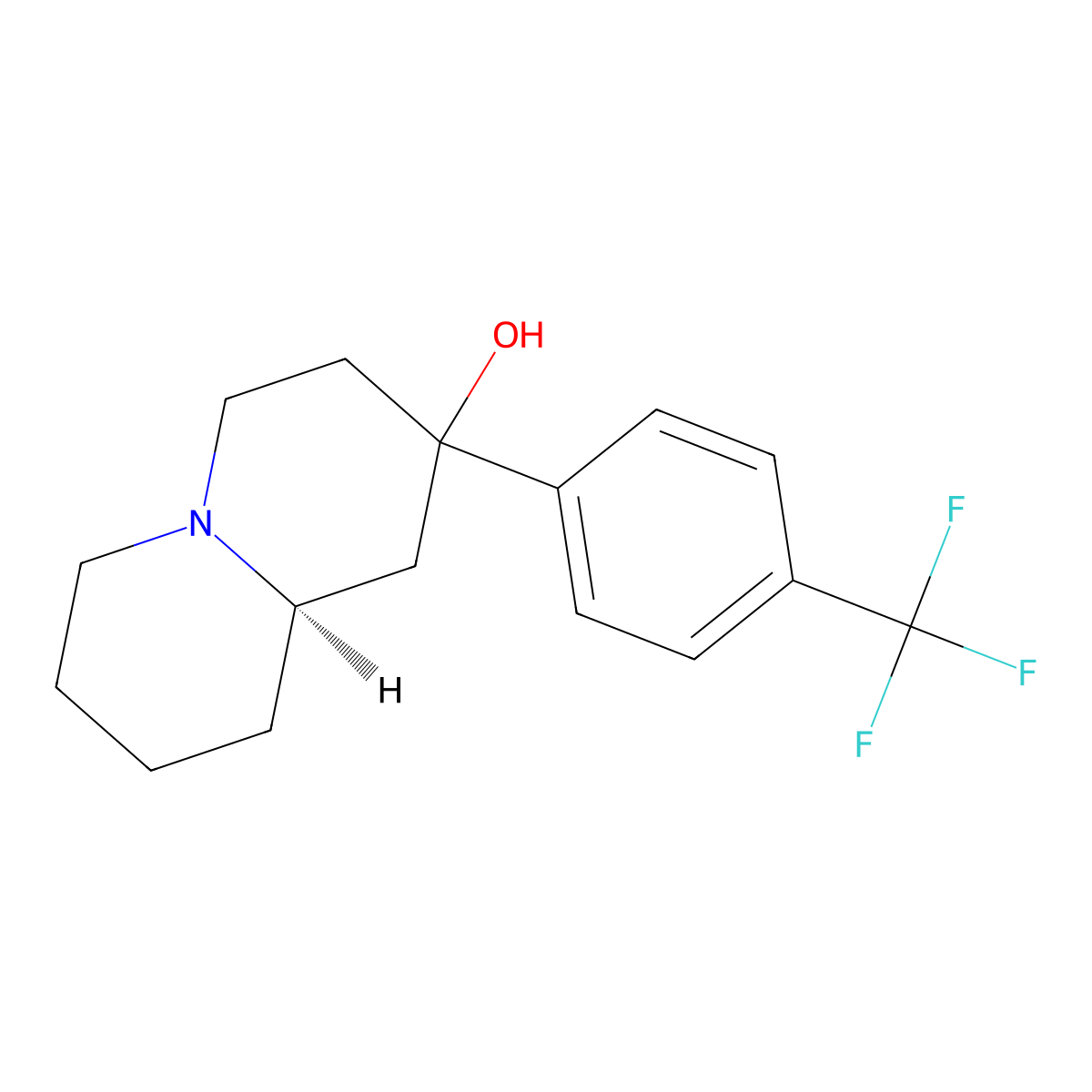 2H-Quinolizin-2-equatorial-ol, octahydro-2-axial-(alpha,alpha,alpha-trifluoro-p-tolyl)- molecular structure, CAS 57661-26-4