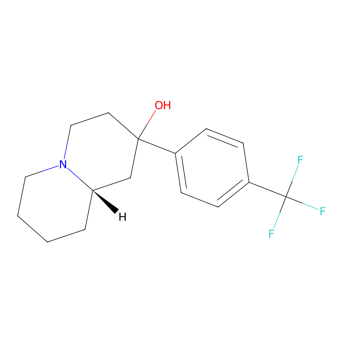 2H-Quinolizin-2-axial-ol, octahydro-2-equatorial-(alpha,alpha,alpha-trifluoro-p-tolyl)- molecular structure, CAS 57661-27-5