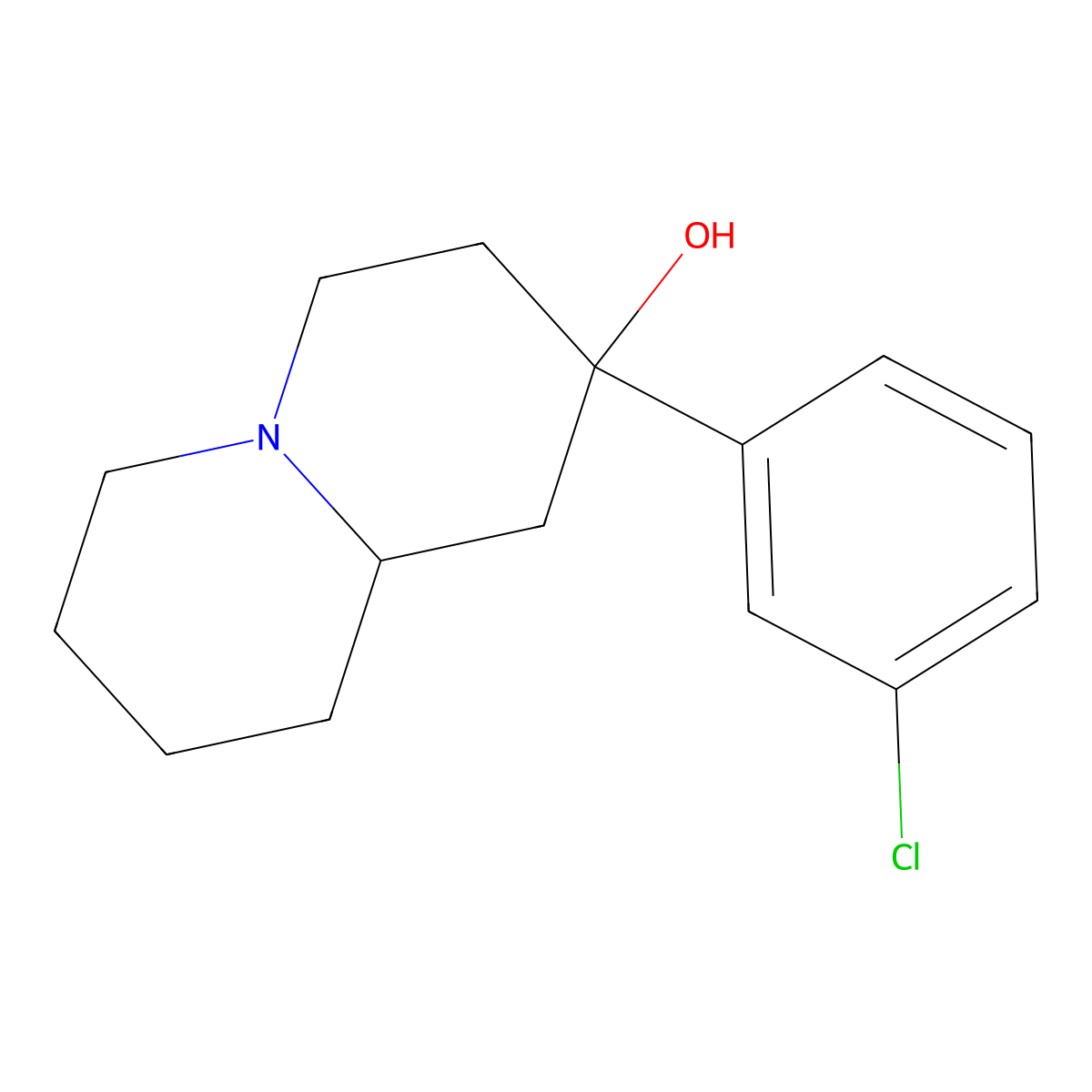 2H-Quinolizin-2-equatorial-ol, octahydro-2-axial-(3-chlorophenyl)- molecular structure, CAS 57661-28-6