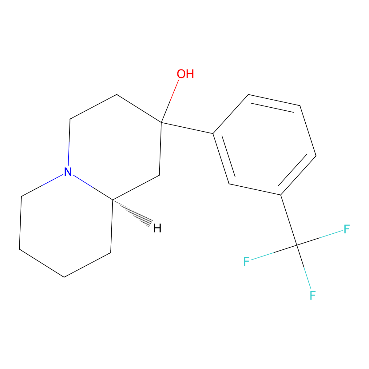 2H-Quinolizin-2-equatorial-ol, octahydro-2-axial-(alpha,alpha,alpha-trifluoro-m-tolyl)- molecular structure, CAS 57661-30-0