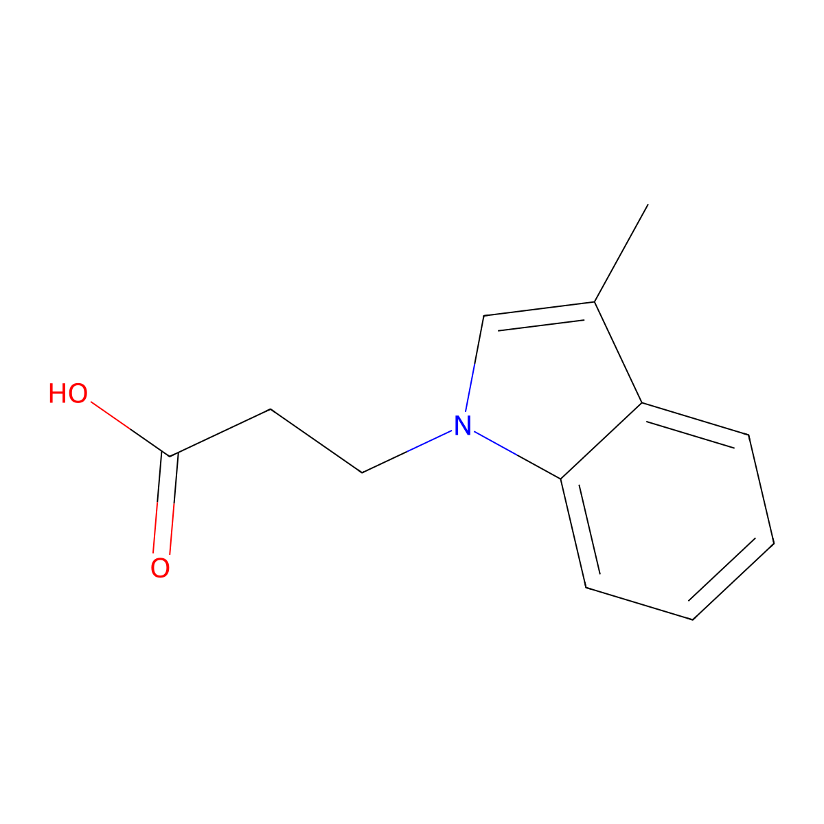 3-(3-methyl-1H-indol-1-yl)propanoic acid molecular structure, CAS 57662-47-2