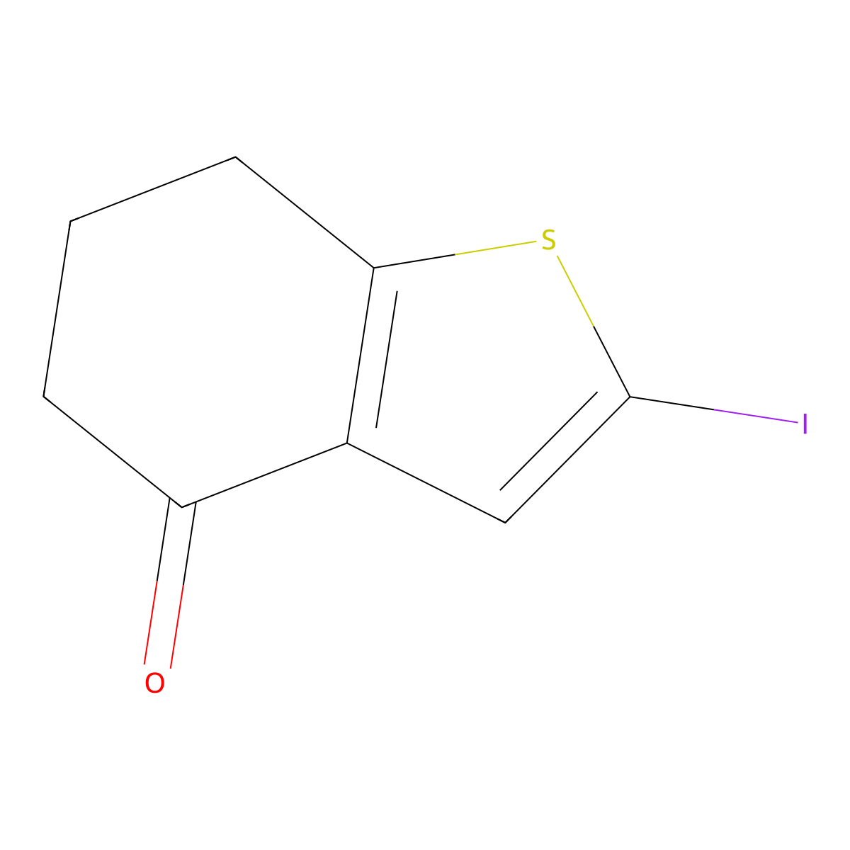 2-Iodo-4,5,6,7-tetrahydro-1-benzothiophen-4-one molecular structure, CAS 57662-72-3