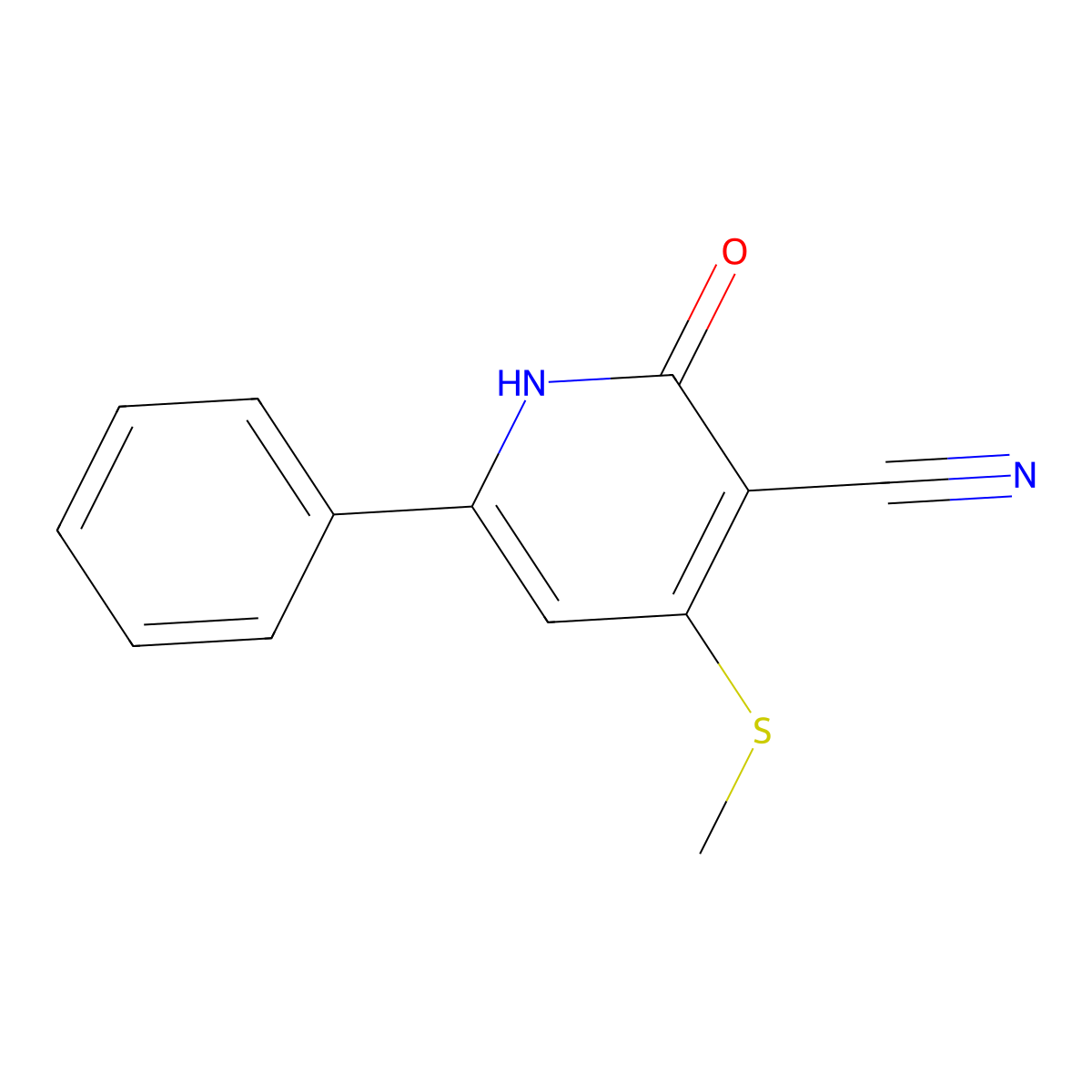 4-(Methylsulfanyl)-2-oxo-6-phenyl-1,2-dihydro-3-pyridinecarbonitrile molecular structure, CAS 57663-06-6