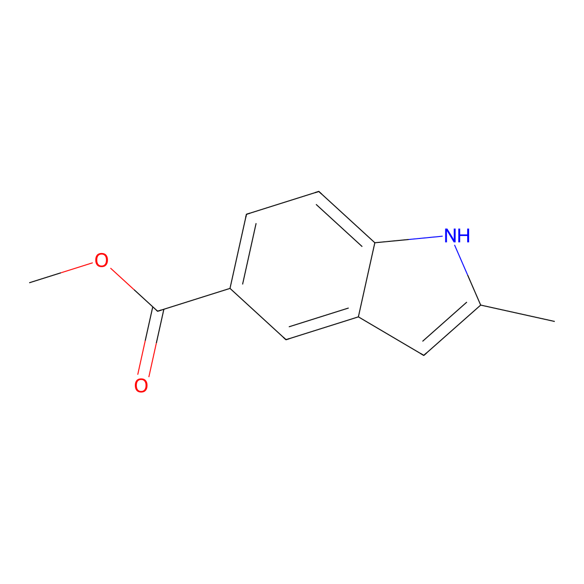 Methyl 2-methyl-1H-indole-5-carboxylate molecular structure, CAS 57663-18-0