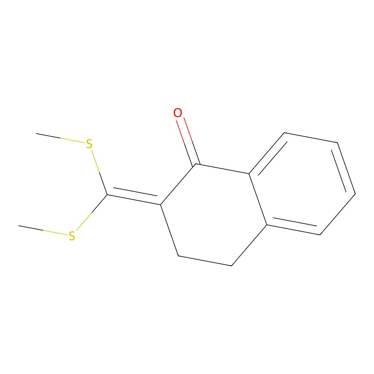 1(2H)-Naphthalenone, 2-[bis(methylthio)methylene]-3,4-dihydro- molecular structure, CAS 57663-21-5