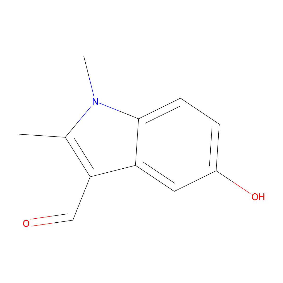5-Hydroxy-1,2-dimethyl-1H-indole-3-carbaldehyde molecular structure, CAS 57666-21-4