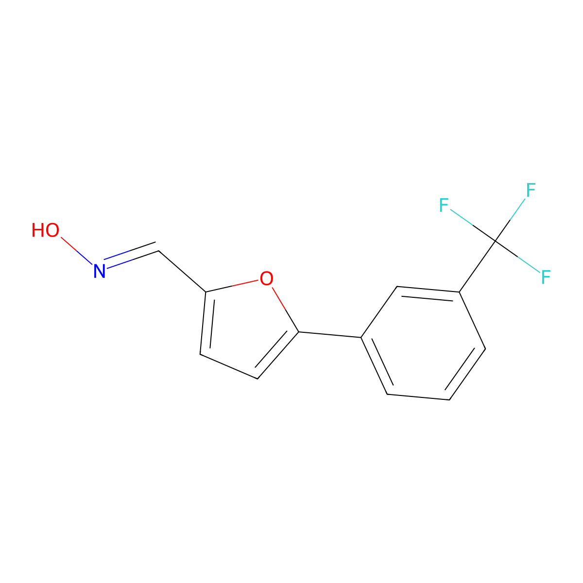 N-({5-[3-(trifluoromethyl)phenyl]furan-2-yl}methylidene)hydroxylamine molecular structure, CAS 57666-46-3