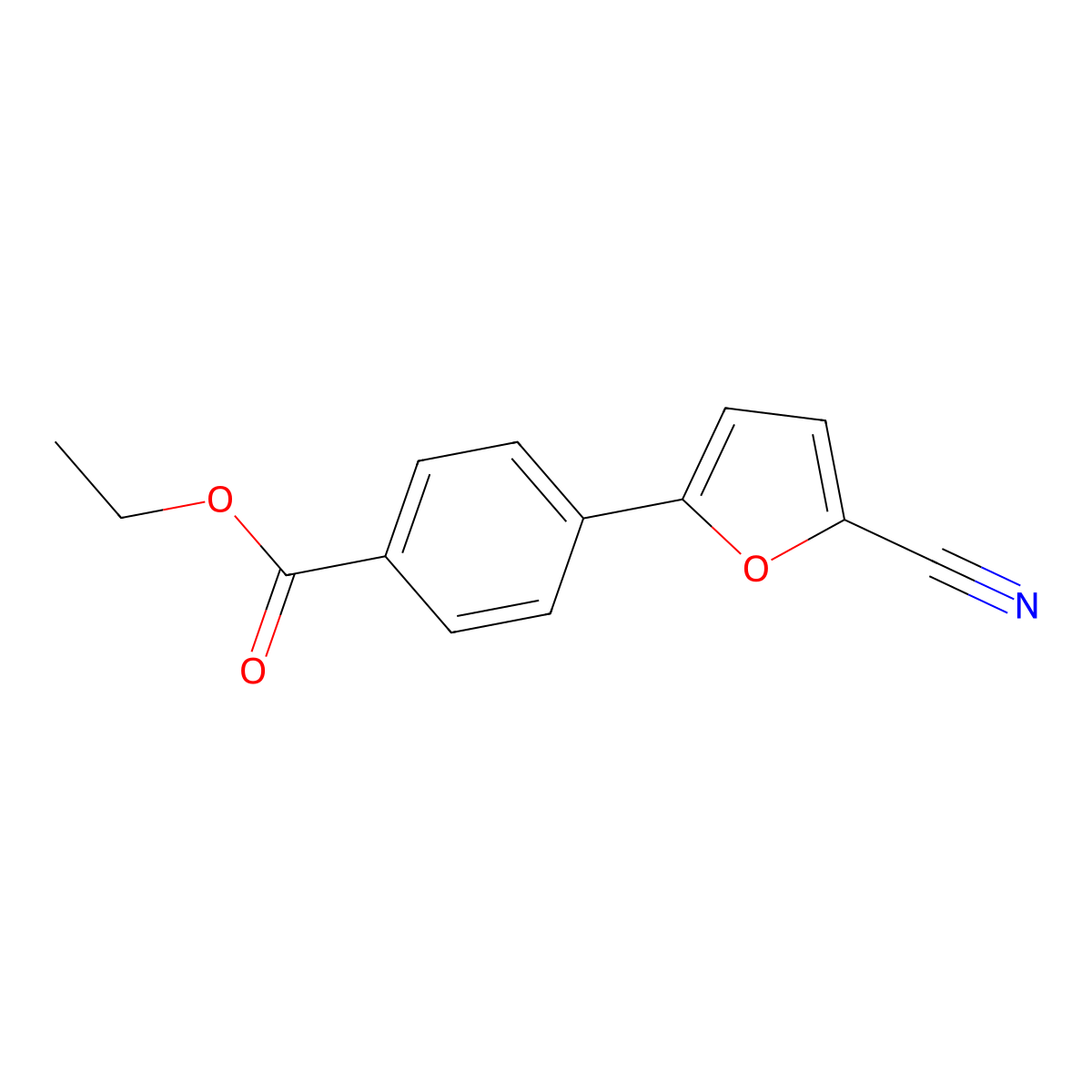 Ethyl 4-(5-cyano-2-furyl)benzoate molecular structure, CAS 57666-76-9