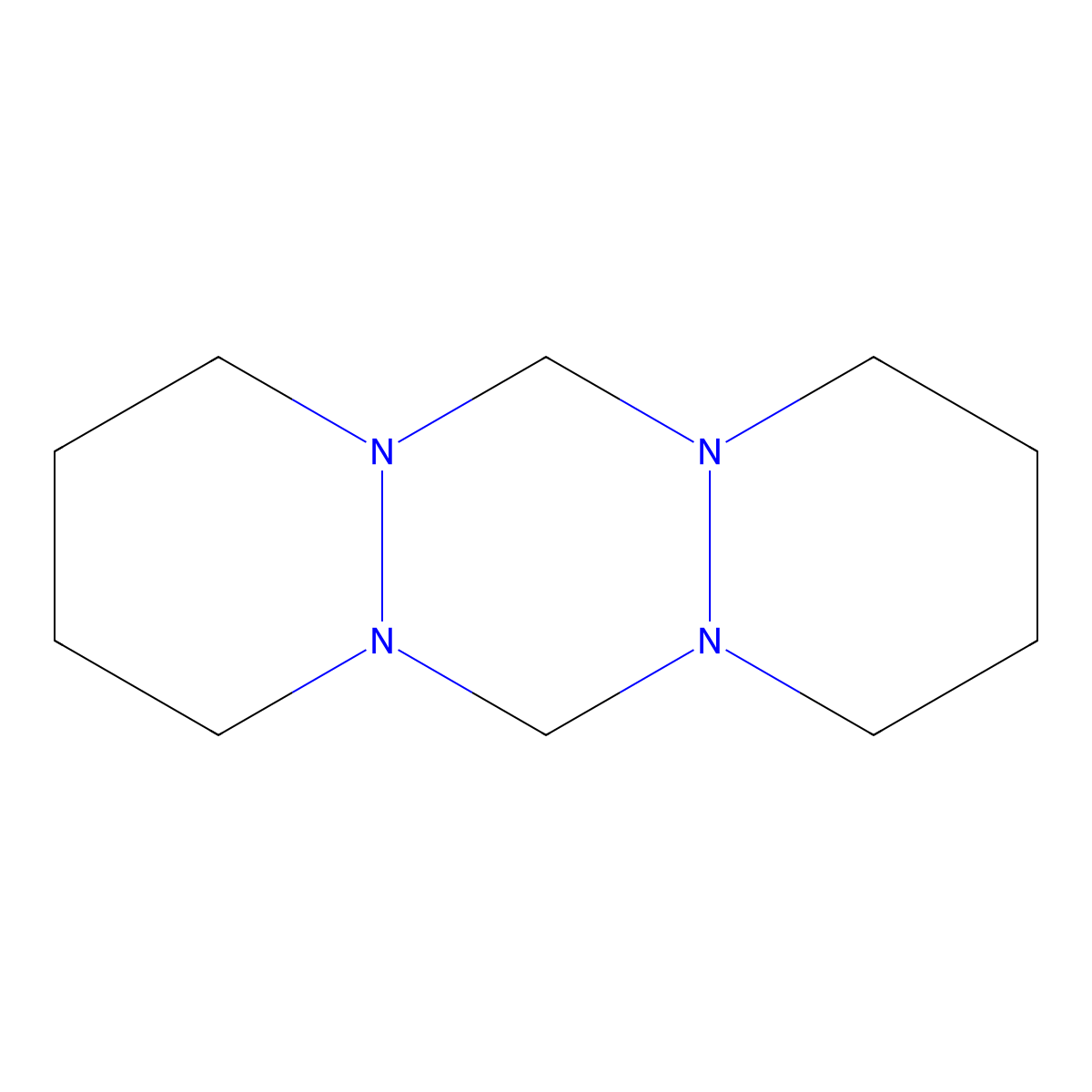 6H,13H-Dipyridazino(1,2-a:1',2'-d)-s-tetrazine, octahydro- molecular structure, CAS 5767-20-4