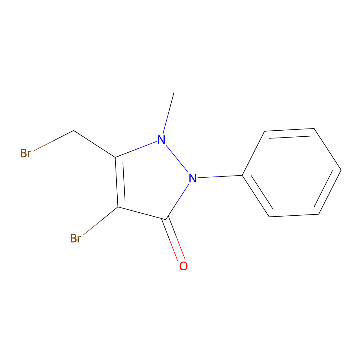 4-Bromo-5-(bromomethyl)-1-methyl-2-phenylpyrazol-3-one molecular structure, CAS 5767-66-8