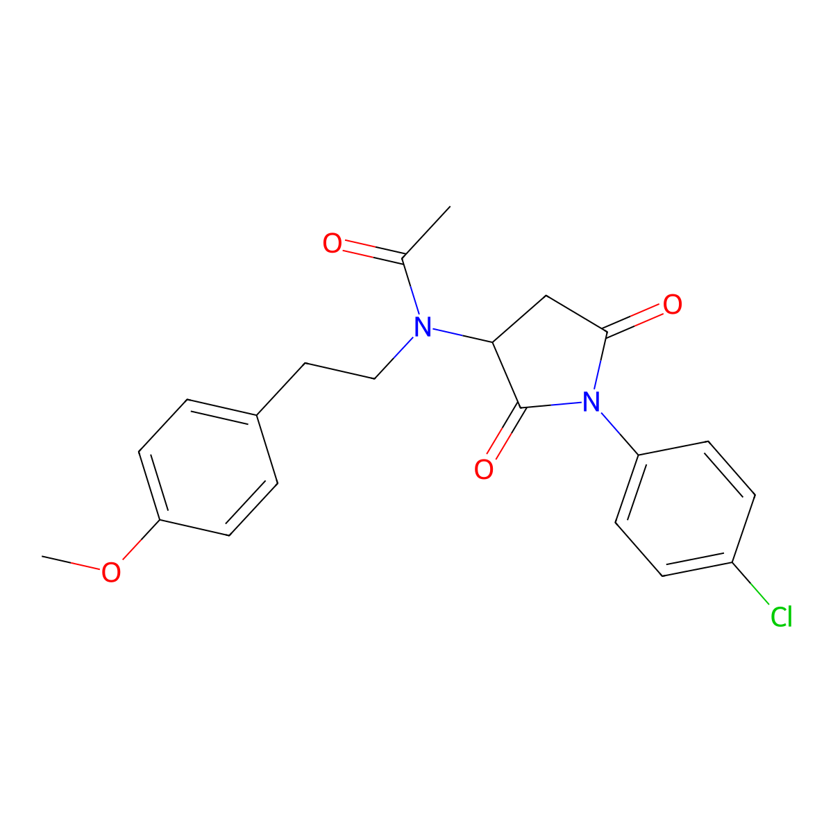N-[1-(4-chlorophenyl)-2,5-dioxopyrrolidin-3-yl]-N-[2-(4-methoxyphenyl)ethyl]acetamide molecular structure, CAS 5767-85-1