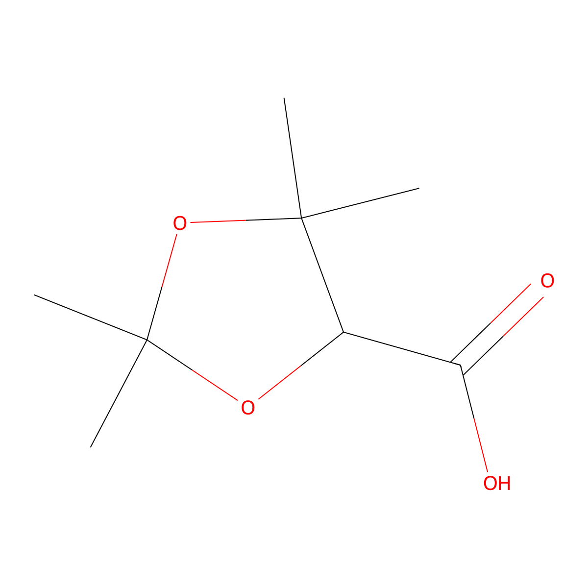 Tetramethyl-1,3-dioxolane-4-carboxylic acid molecular structure, CAS 57672-00-1