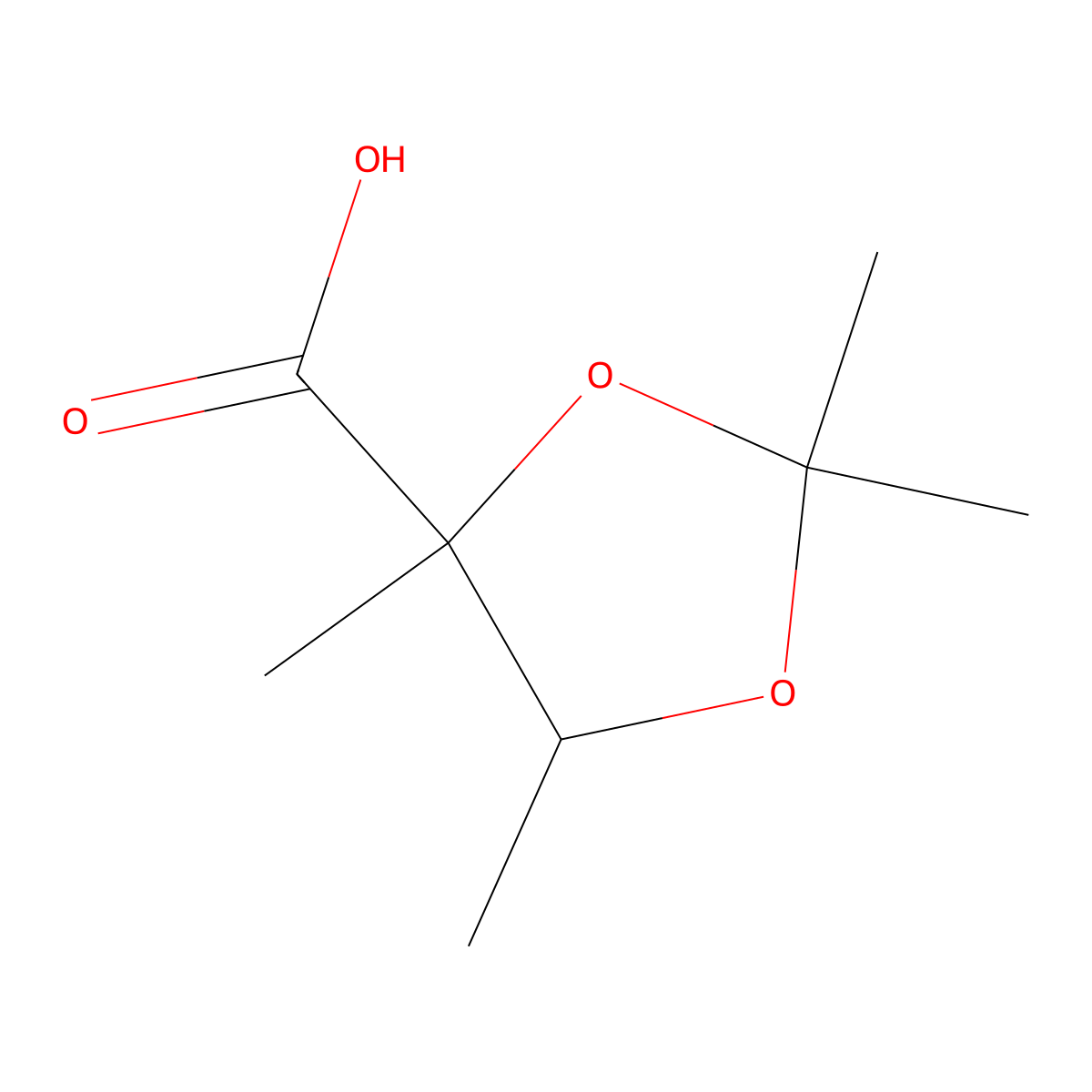 2,2,4,5-Tetramethyl-1,3-dioxolane-4-carboxylic acid molecular structure, CAS 57672-01-2